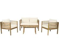 Salon de Jardin en Bois avec Coussins Inclus Beckham - 4 Places - Beige