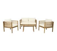 Salon de jardin en bois avec coussins inclus ""Beckham"" - 4 places - Beige
