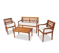 Salon de jardin en bois de teck solide - VIDAXL - 4 pcs - Marron - Naturel - Jardin