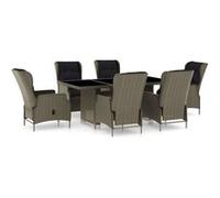 Salon de jardin [en.casa] resine tressee 7 personnes 7 pieces Marron G
