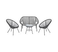 Salon de jardin en fils de résine tressés : 2 fauteuils, un banc et une table - Noir - ALIOS III de MYLIA