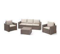 Salon de jardin en imitation resine tressee ALLIBERT avec table basse - 5 personnes - California - Beige beige G