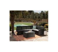 Salon De Jardin En Imitation Résine Tressée Allibert Avec Table Basse Range-Coussins - 6 Personnes - Sanremo - Gris Graphite