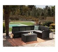 Salon De Jardin En Imitation Résine Tressée Allibert Avec Table Basse Range-Coussins - 6 Personnes - Sanremo - Gris Graphite gris G