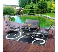 Salon de jardin en métal et textilène 4 places + table basse