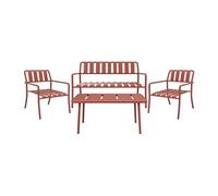 Vente-unique - Salon de Jardin en métal : Un Banc, 2 fauteuils Bas et Une Table Basse - Terracotta - BIRMOS de MYLIA