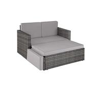 TECTAKE - Canapé de jardin modulable Corfou, résine tressée, coussins hydrofuges, montage facile - coloris gris