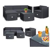 KESSER® Poly rotin Lounge Aruba - Salon de Jardin pour 4-5 Personnes Ensemble de Meubles de Jardin composé d'un canapé de Jardin 3 Places, d'un Fauteuil, avec Coussins, Anthracite