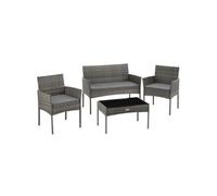 tectake® Ensemble Salon de Jardin Exterieur en Résine tressée Canapé 2 Places 2 Fauteuil Salon et 1 Table de Jardin, Coussins Inclus, Mobilier de Jardin pour Amenagement Balcon Terrasse Veranda
