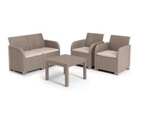 Salon De Jardin En Imitation Resine Tressee Allibert Avec Table Basse - 4 Personnes - Sanremo - Beige Beige