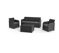 Salon De Jardin En Résine Allibert By Keter - 5 Personnes - Imitation Rotin Tressé - Gris Graphite - Sanremo Multicolore