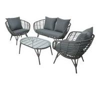Salon De Jardin En Résine Tressée Gris Evora Avec Table Basse - 4 Places Multicolore