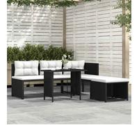 Salon de jardin en résine tressée noir - - 4 personnes - Extérieur - Facile à nettoyer et durable