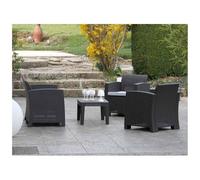 JardiDéco – Salon de jardin Vinto – Résine tressée, 4 places, Anthracite
