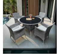 Salon de jardin en rotin 4 places + table ronde