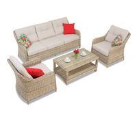 Salon de jardin en rotin Toledo Coffee 5 beige Garden Point