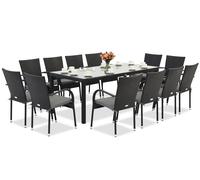 Salon de jardin en technorattan Milan pour 12 personnes avec grande table Garden Point noir