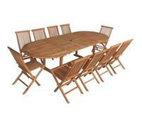 Happy Garden – Salon de jardin en teck Lombok – Table ovale extensible 10 places