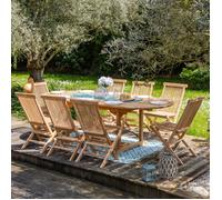 Happy Garden – Salon de jardin en teck Lombok – Table ovale extensible 8 places