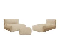 Salon de jardin en tissu 4 places : 1 canapé, 1 méridienne et un pouf - Beige - NOUMARA de MYLIA