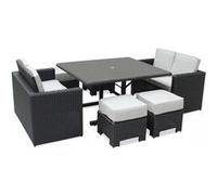 Salon de jardin encastrable OCEANE LUNCH 8 places repas en résine tressée DCB Garden noir G