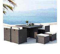 Concept Usine Salon de jardin Sunset 8 places encastrables alu résine gris-blanc