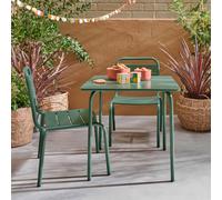 sweeek - Table de Jardin Enfant métal + 2 assises Vert de Gris Anna. 48x48cm