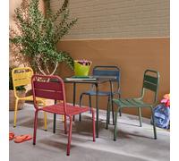 Salon De Jardin Enfant, Table Et Chaises Métal - Anna - 4 Places, 48x48cm Multicolore TU