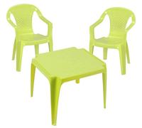Salon de jardin enfant vert :Table + 2 chaises