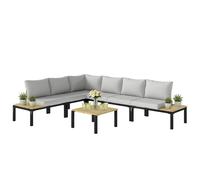 Salon de jardin - ensemble canapé extérieur - Outsunny - modulaire 6 pièces transformable en lit - acier - 284x222x68cm - gris