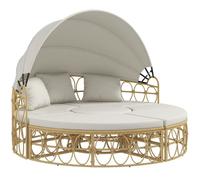 Salon de Jardin ensemble de jardin table basse forme coquillage toit pliable coloris crème