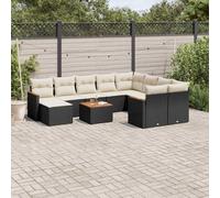 Salon de Jardin et Coussins Canapés 11 pcs Mélange Beige Résine Tressée vidaXL