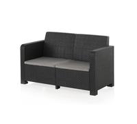 Salon de jardin extérieur 4 places en résine tressée (1 table basse + 1 canapé 2 places + 2 fauteuils)