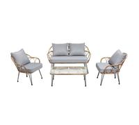 Salon de jardin extérieur CAIRO pour 4 personnes coloris noir et brun résistant aux intempéries