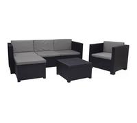 Salon de jardin extérieur de 5 places en résine tressée (1 Fauteuil + 1 canapé d’angle + 1 table basse)