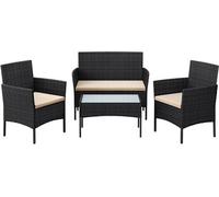 Salon de Jardin extérieur Ensemble 4 pièces canapé 2 Places + 2 fauteuils + 1 Table Basse