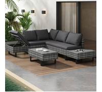 Salon de jardin extérieur - O.Ye - Modulable - 4-5 places - Dossier inclinable 5 Gris dégradé (pieds noirs, a VAPORISATEUR DE SALON