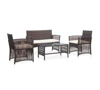 Salon de jardin - FAMIROSA - 4 PCS - Résine tressée - Coussins rembourrés - Acier enduit de poudre