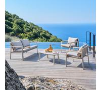 Salon de jardin FLOVIA Argile 4 places - Aluminium traité époxy, Texaline Hespéride
