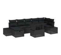Salon de jardin GENERIQUE noir 8 pieces rotin 100 x 55 x 100 cm 8 personnes noir