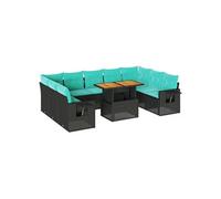 Salon de jardin GENERIQUE rotin 10 pieces noir 62 x 62 x 69 cm