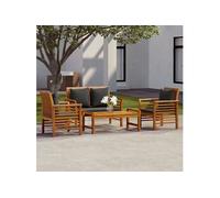vidaXL Salon de jardin 4 pcs avec coussins Bois d'acacia solide 3058098