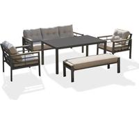 Salon de jardin - Gris Anthracite - Aluminium - 6 places - CAYENNE - DCB GARDEN
