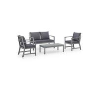 Salon de jardin gris bois massif 4 pieces 100.0 x 50 x 33 cm 4 personnes