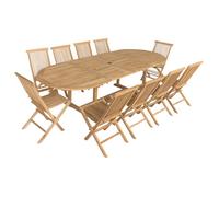 Happy Garden – Salon de jardin en teck Lombok – Table ovale extensible 10 places