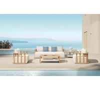 Salon de Jardin Haut de Gamme en Teck Massif 5 Places - Roma