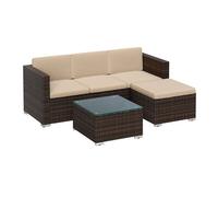 Salon de jardin - HELLOSHOP26 - Canapé d'angle - PE tissé à la main - Cadre métal anti-corrosion - Coussins VFT