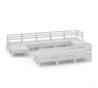 Salon de jardin - HELLOSHOP26 - Ensemble 10 pièces - Bois de pin massif - Blanc - Résistant aux intempéries