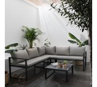 Happy Garden Salon de jardin modulable IBIZA 4 places tissu gris aluminium anthracite