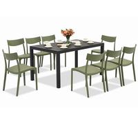 Salon de jardin King/Provence vert anthracite pour 8 personnes Bica